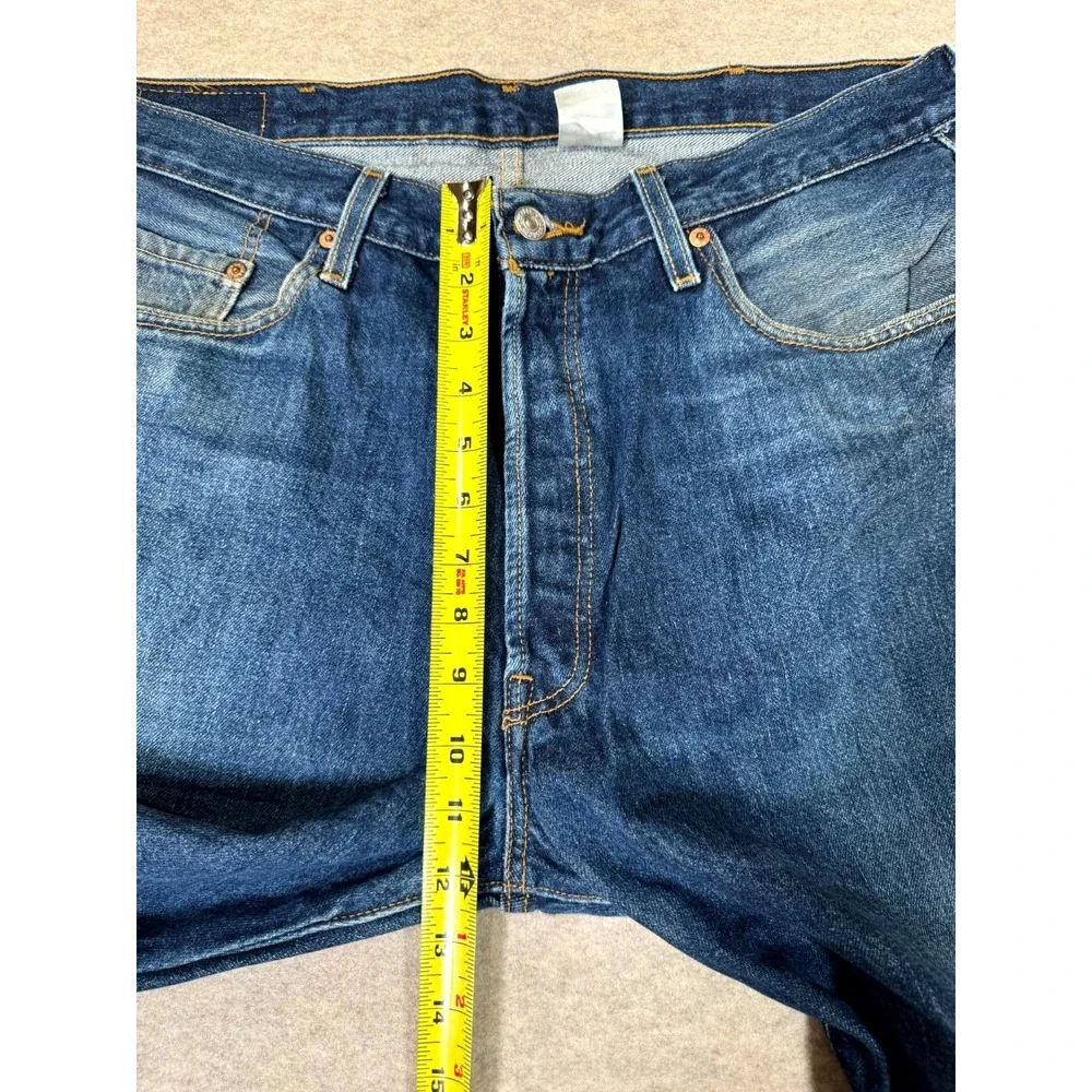 Levis 501 Original Jeans Mens 38x32 Blue Denim Classic Straight Leg‎ Button Fly